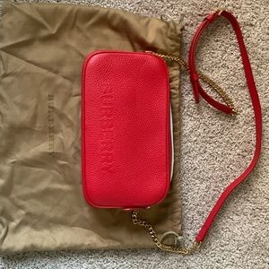 Beautiful red leather Burberry crossbody bag